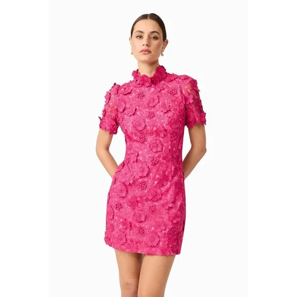NWT Elliatt Claudia Short Sleeve Mini Dress in Pink $448 - Size Large‎ - Picture 5 of 10